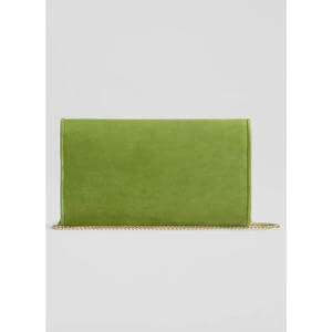 LK Bennett Dominica Apple Green Suede Clutch Bag